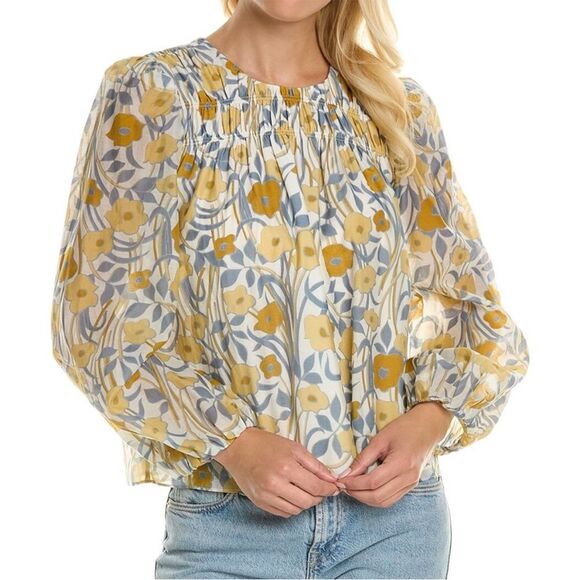 Rebecca Taylor Daphne Fleur Cotton & Silk Blouse - Picture 1 of 16